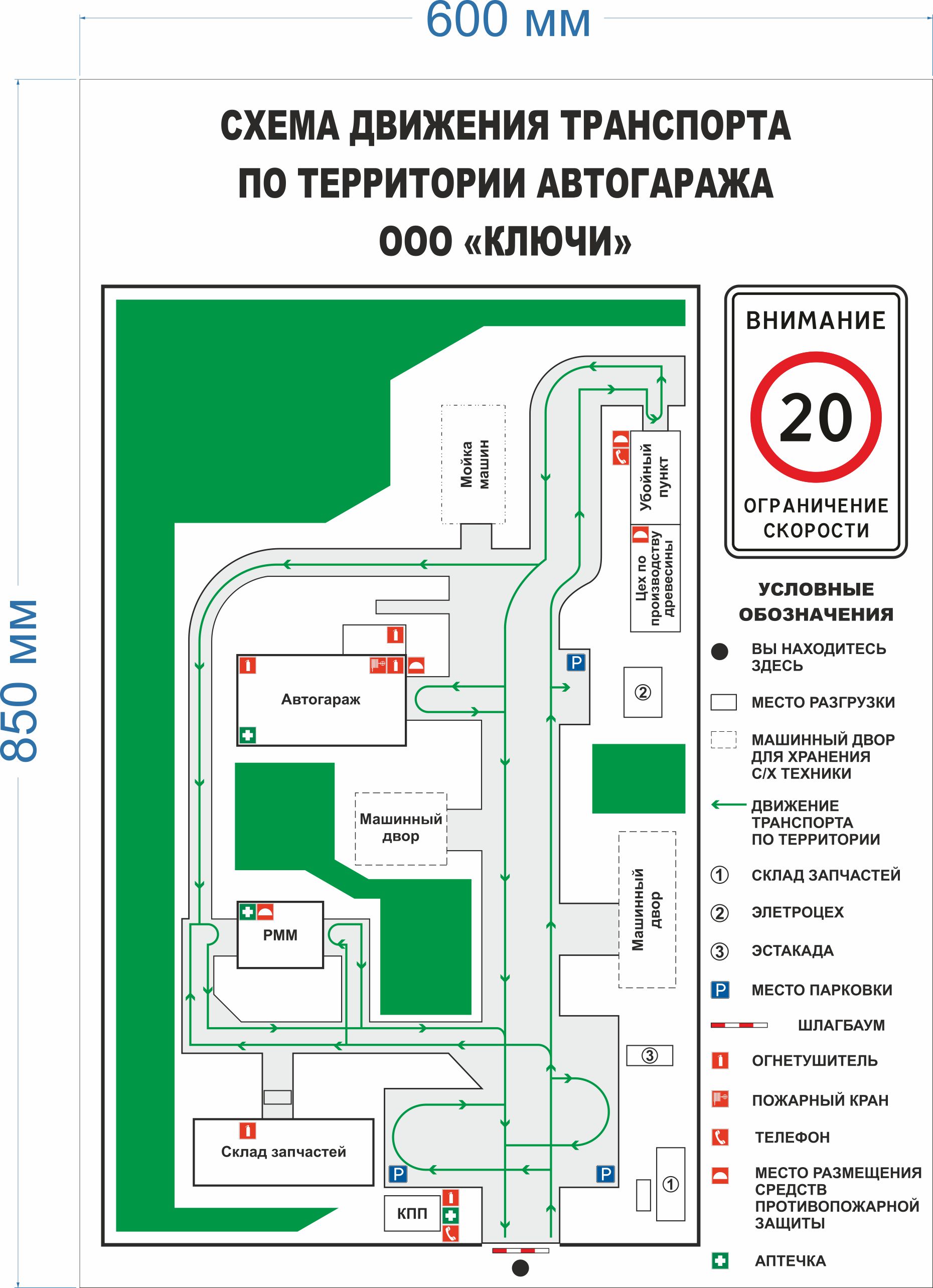 Что должно быть указано на схеме передвижения по производственной площадке