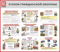 Стенд Уголок гражданской обороны, 9 плакатов А3, Логотип (1400х1200; Пластик ПВХ 4 мм, пластиковый профиль; Пластиковый красный)